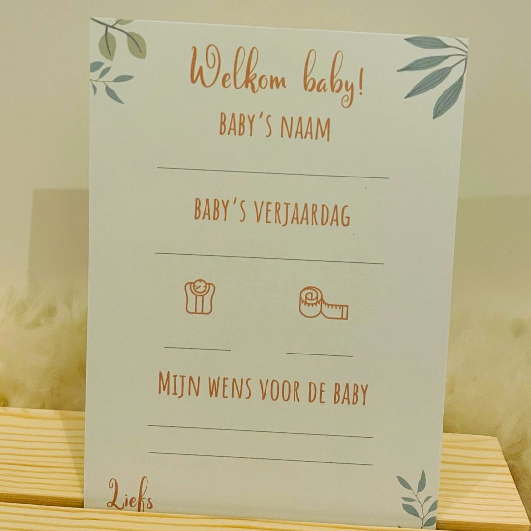 12 babyshower kaartjes