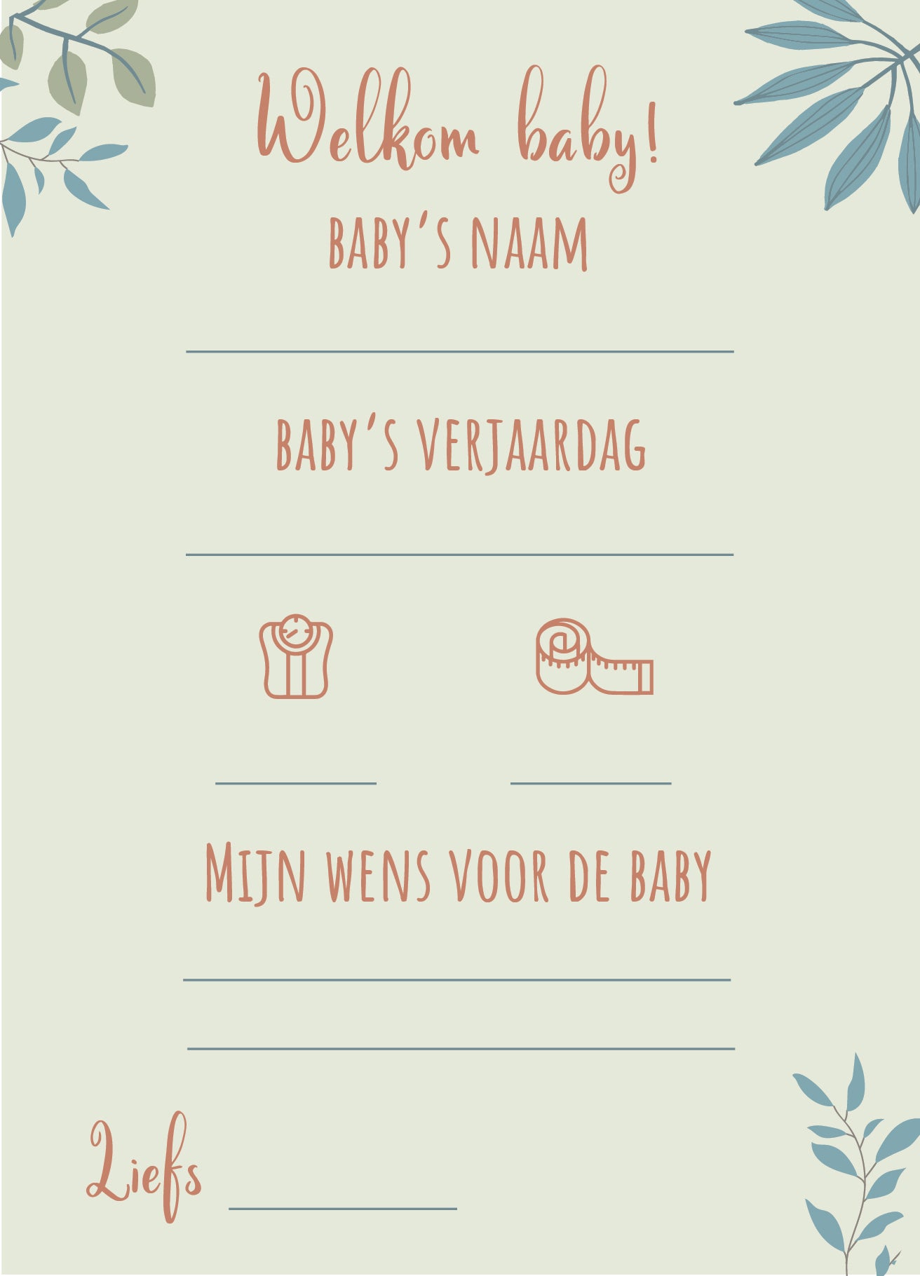 12 babyshower kaartjes